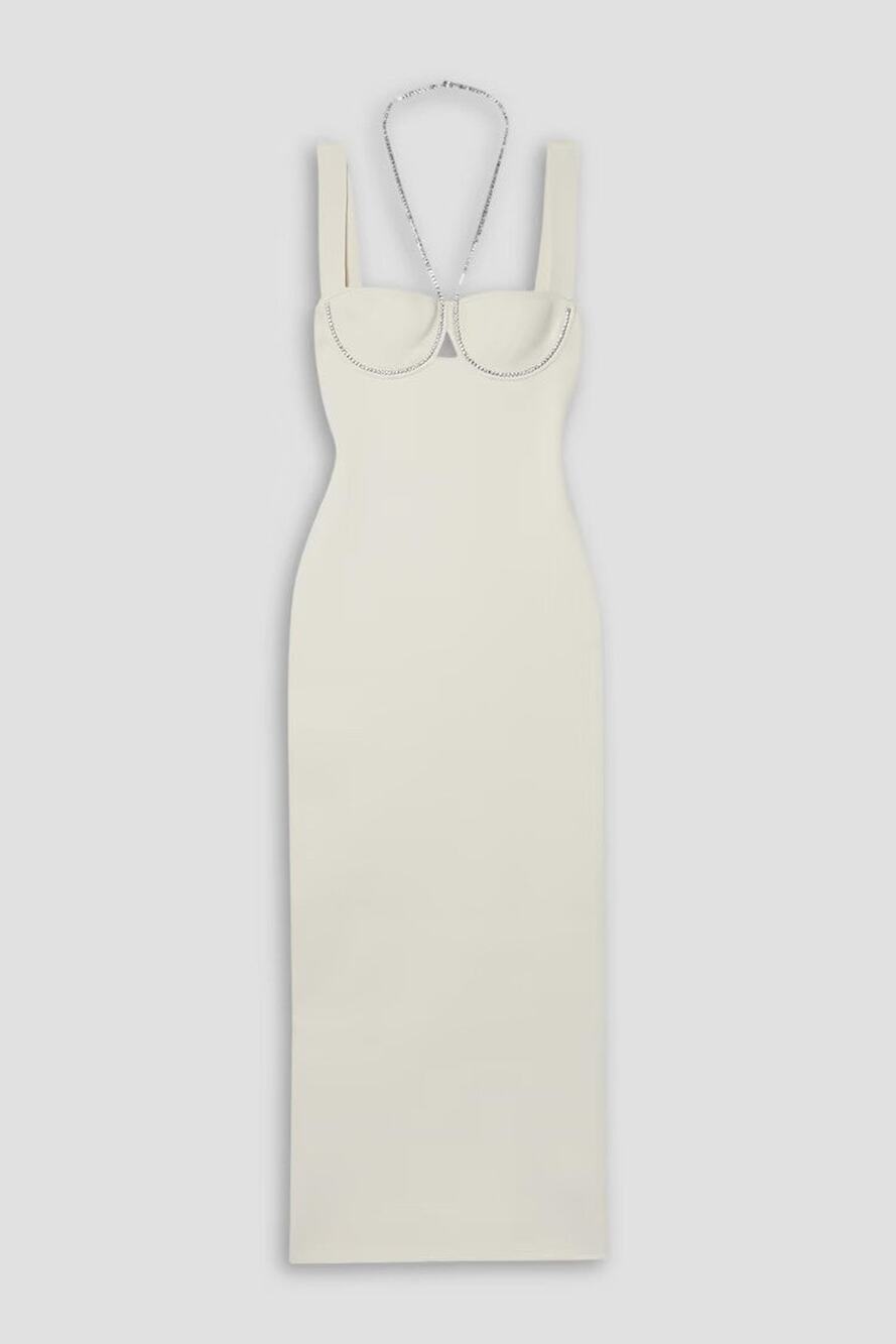 Galvan Celeste Open-Back Embellished Knitted Midi Dress - XS